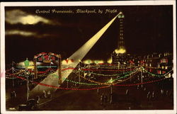 Central Promenade, Blackpool, by Night Postcard