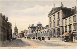 High Street and Queen College Oxford, England Oxfordshire Postcard Postcard
