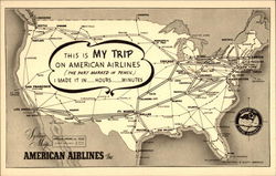 American Airlines Route Map Postcard