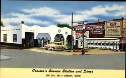 Crosser's Service Station and Diner Lisbon, OH Postcard Postcard