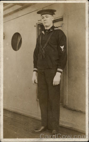 Vintage Photograph of Tall Sailor in Uniform Navy