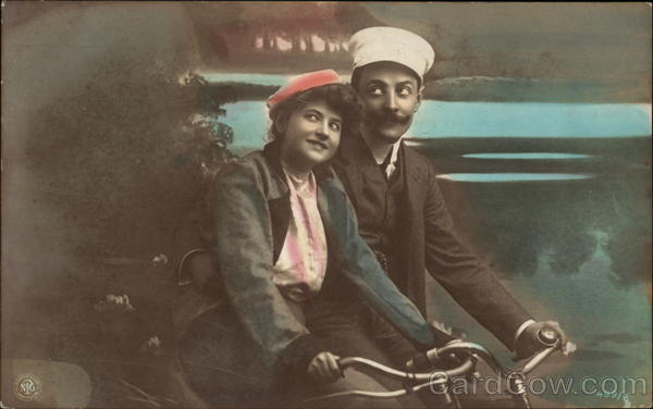 Couple Embracing on Bicycles Couples