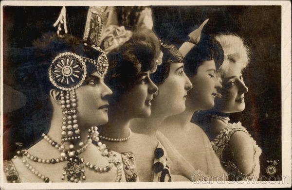 Profile Photograph of Five Woman in Ornate Attire Women