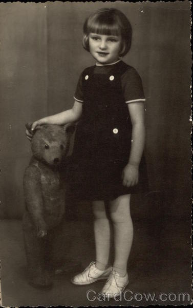 Portrait Photograph of Young Girl with Teddy Bear Girls