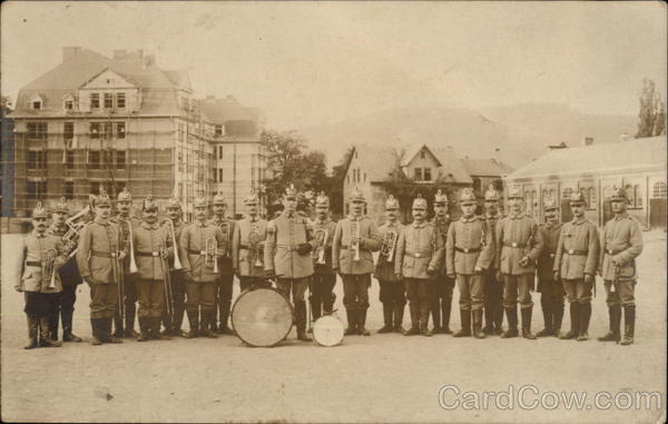 Vintage Photograph of Marching Band in Uniform Music