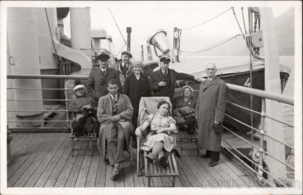 Nine People on the Deck of a Ship Steamers