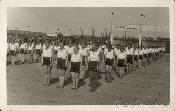 Women Lined up to Start Exercises Czech Republic Eastern Europe