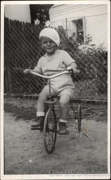 Vintage Photograph of Little Boy on his Tricycle Boys