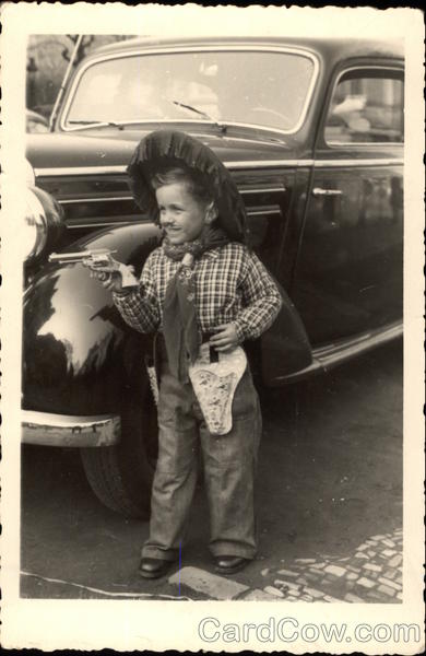 Young Boy Dressed as a Cowboy, Cap Gun Children