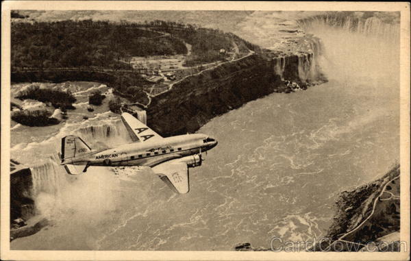 Flagship of American Airlines over Niagara Falls Aircraft