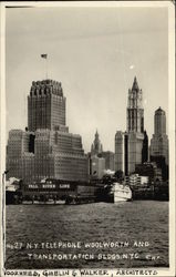 NY Telephone, Woolworth and Transportation Buildings Postcard