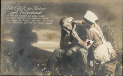 A Nurse helping a Wounded Soldier Postcard