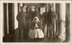 Five Soldiers With Nurse Postcard