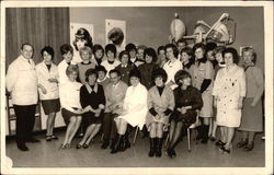 Class Photo of Women & Men in Beauty School Postcard