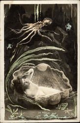 "The Pearl" - Nude Woman in Shell Postcard