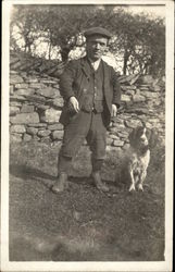 Best Wishes - Midget in Knickers with Spaniel Postcard