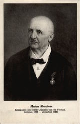 Anton Bruckner - Composer & Organist - 1824 to 1896 Music Postcard Postcard