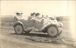 Third Prize Marriotts Flower-Covered Car Float With Four Women Passengers with Big Hats Postcard