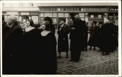 People Crossing Street in Town Postcard