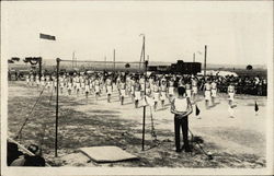 Group of Men Standing at Attention, Exercise Drill Postcard