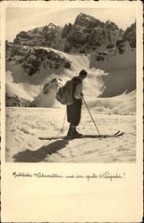 Skier with Mountains Postcard