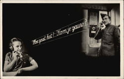 "How are you? You come soon?" - Couple on Telephones Postcard