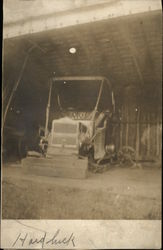 Tractor in Farm Shed Postcard