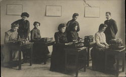 Women in long dresses typing Postcard