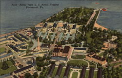 Aerial View US Naval Hospital Portsmouth, VA Postcard Postcard