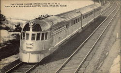 The Flying Yankee- Streamline Train, MC and B&M Railroads Boston, MA Postcard Postcard