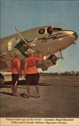 Canada's Royal Mounted Police & Colonial Airline's Skycruiser Servi Aircraft Postcard Postcard