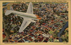 Chesapeake Airways Transport Plane View Salisbury, MD Postcard Postcard