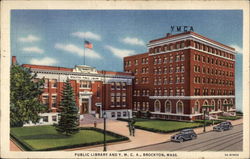 Public Library and YMCA Brockton, MA Postcard Postcard