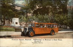 Dominion Square, Montreal. "Sightseeing" in Montreal in Giant Buses Quebec Canada Postcard Postcard