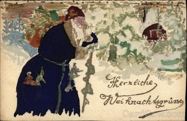 Merry Christmas with Saint Nick in Blue Robe Santa Claus