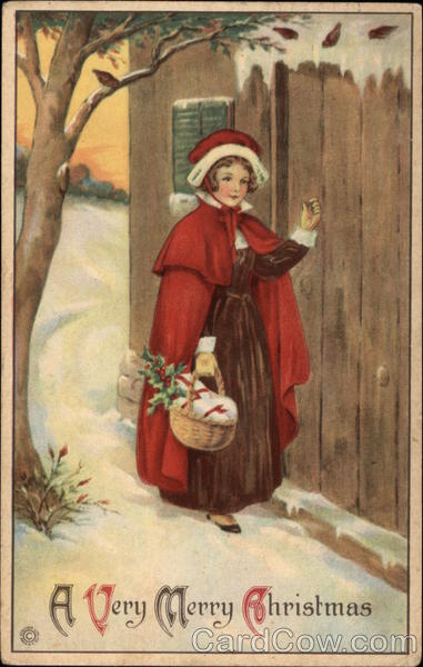 A Very Merry Christmas with Girl in Red Cape Children