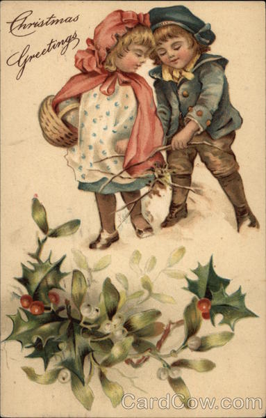Children with Sticks and Holly Christmas