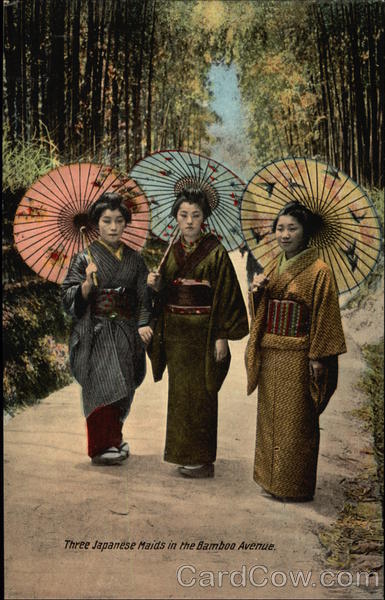 Three Japanese Maids in the Bamboo Avenue Asian