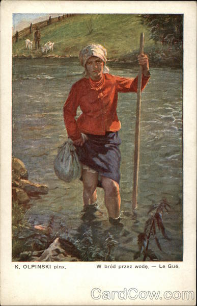 Woman Wading in the Water K. Olpinski Art