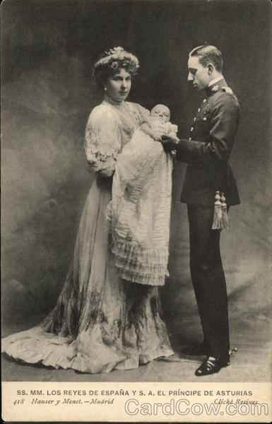 Prince of Spain Alfonso XIII, Wife and 1st Son Royalty
