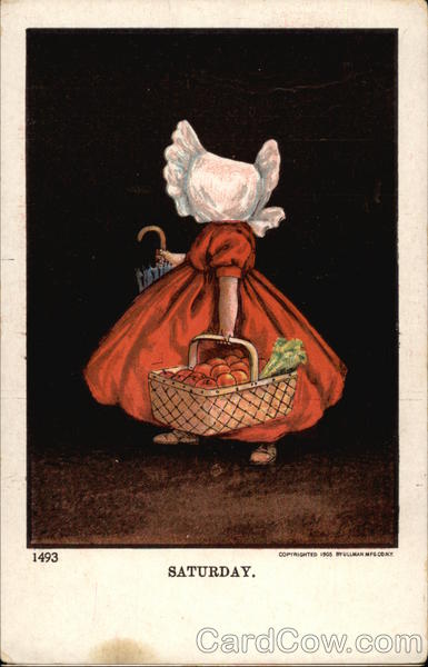 Saturday - Sunbonnet Girl wearing Red Days of the Week