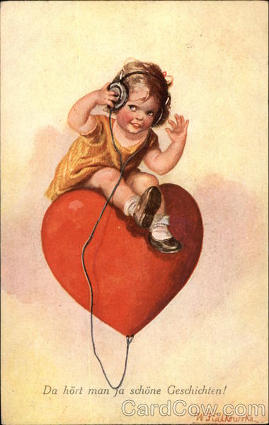 Child with Headphones sitting on a Heart Children