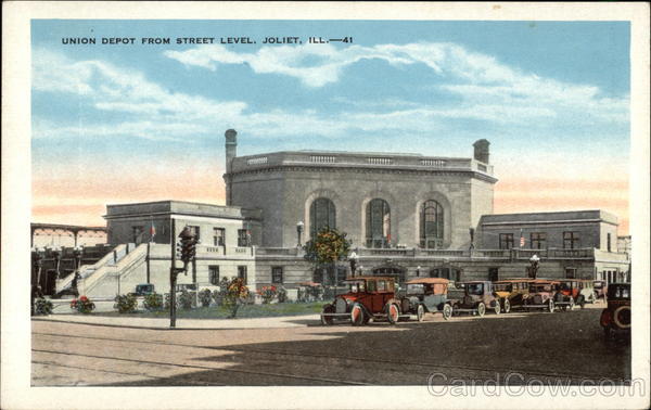 Union Depot From Street Level, Joliet, Ill Depots