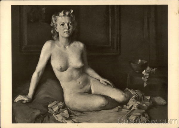 Nude Woman Sitting on Bed Risque & Nude