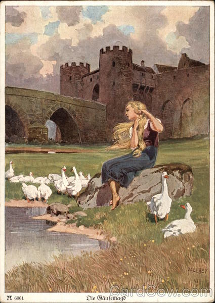 The Goose Girl - Seated on Rock outside of Castle