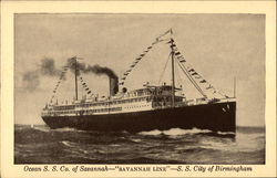 Ocean SS Co. of Savannah - "Savannah Line" - SS City of Birmingham Postcard