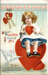 Sweet Valentine I think of You Children Postcard Postcard