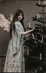 Happy Christmas with Angel Girl and Christmas Tree Happy Christmas with Angel Girl and Christmas Tree