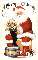 Santa Filling Stocking Postcard