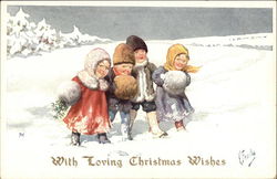 Four Children in the Snow Postcard